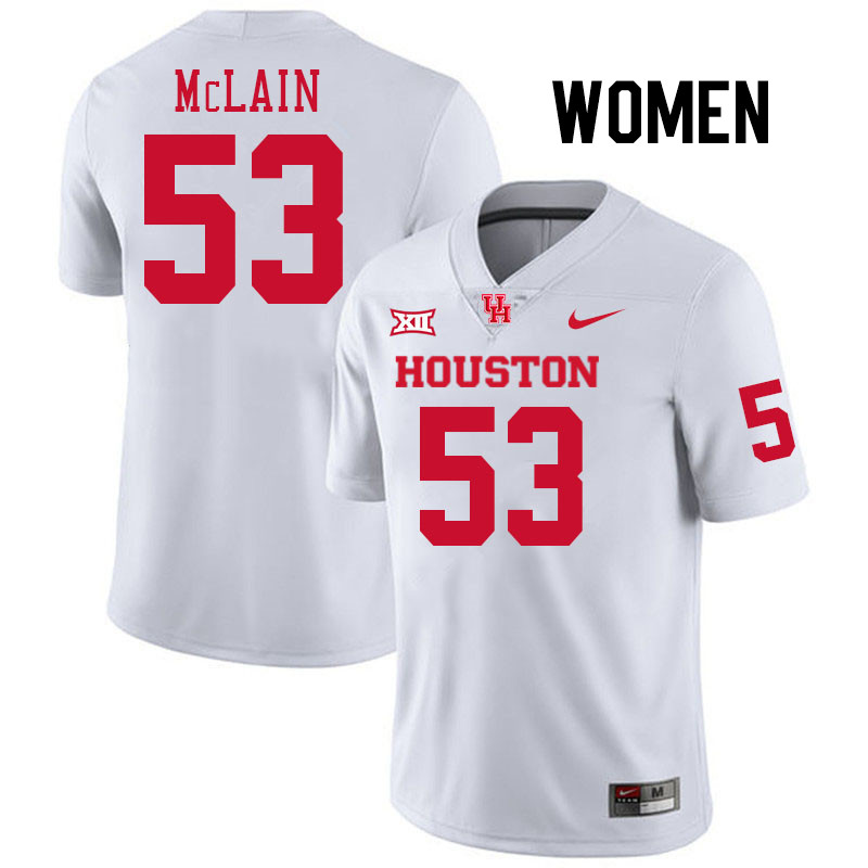 Women #53 Ronnell McLain Houston Cougars College Football Jerseys Stitched-White